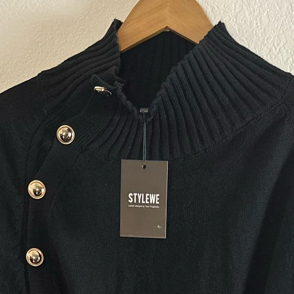 STYLEWE Long Sleeve Sweater Midi Dress with Button Details and Pockets Large - Picture 6 of 7